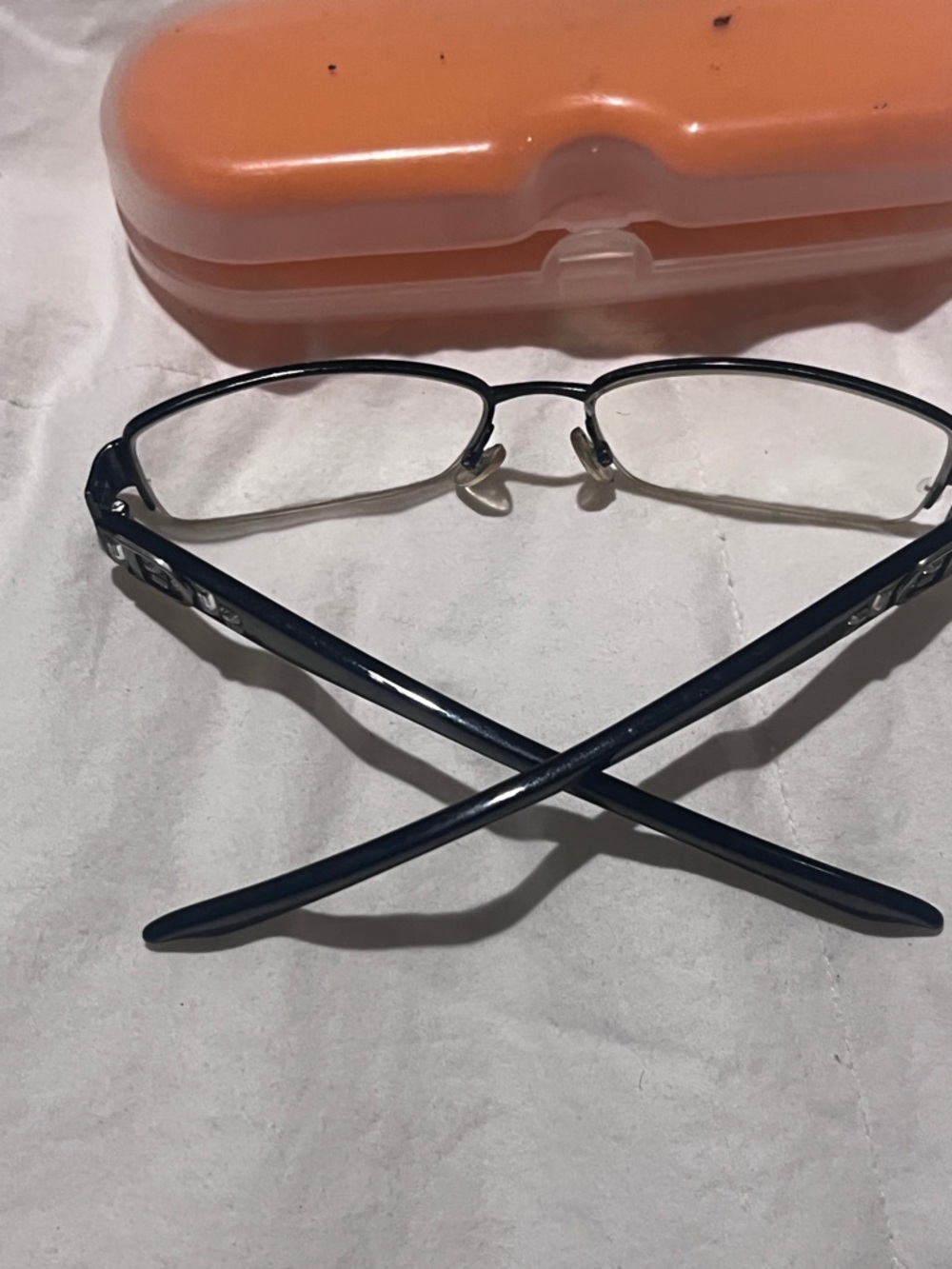 Vintage Stunning Elegant Christian Dior Navy and Silver Half-Rims ReadingGlasses